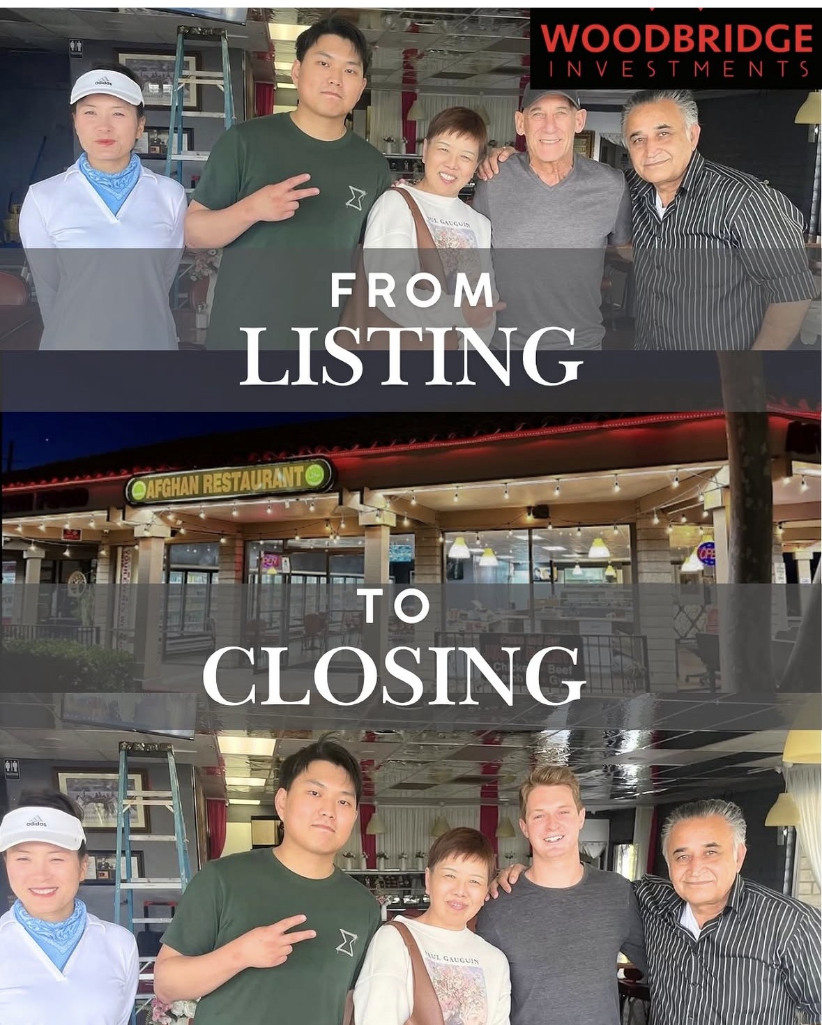 Woodbridge Investments team celebrating a closed deal, from listing to closing